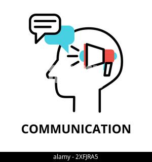 Icon concept of Communication, brain process collection, flat editable line vector illustration, for graphic and web design Stock Vector