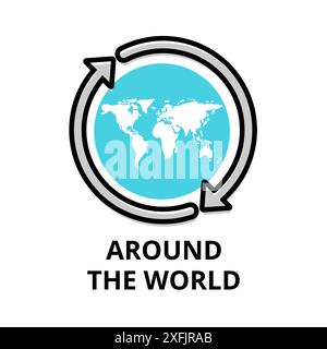 Icon concept of Around the World, travel collection, modern flat line design, vector illustration, for graphic and web design Stock Vector