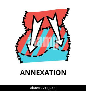 Annexation icon concept, politics collection, flat line vector illustration Stock Vector