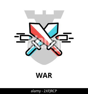 War icon concept, politics collection, flat line vector illustration Stock Vector