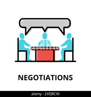 Negotiations icon concept, politics collection, flat line vector illustration Stock Vector