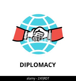 Diplomacy icon concept, politics collection, flat line vector illustration Stock Vector