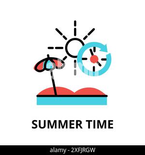 Icon concept of Summer Time, travel collection, modern flat line design, vector illustration, for graphic and web design Stock Vector
