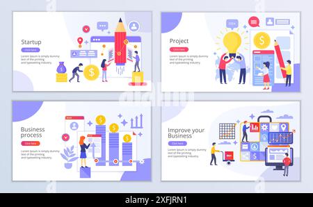 Set of Business Creative Website Templates, modern flat design vector illustration, for graphic and web design Stock Vector