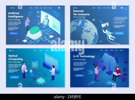 Set of Computer Future Technologies, 3d isometric vector illustration, for graphic and web design Stock Vector