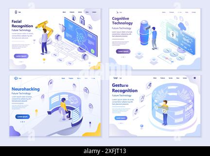 Set of Cognitive Technologies concepts, 3d isometric vector illustration, for graphic and web design Stock Vector