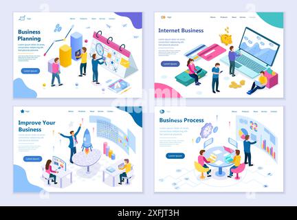 Set of Business concepts, 3d isometric design vector illustration, for graphic and web design Stock Vector