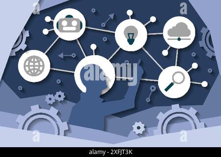 Computer and Internet Technologies concept, paper cut design vector illustration, for graphic and web design Stock Vector