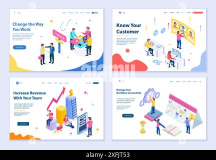 Set of Business concepts, 3d isometric design vector illustration, for graphic and web design Stock Vector