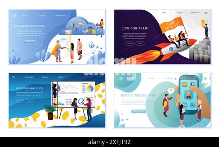 Set of Business concepts, flat design vector illustration, for graphic and web design Stock Vector