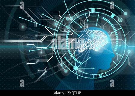 Virtual Concept of Mind Process, vector illustration, for graphic and web design Stock Vector