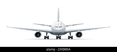 Big Flying Airplane on white background, realistic vector illustration close-up Stock Vector