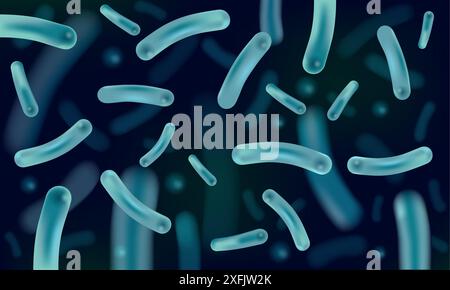 Probiotics Lactobacillus for restoring the intestinal flora, 3D realistic vector illustration close-up Stock Vector