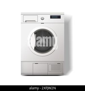 Washing Machine on white background, realistic vector illustration close-up Stock Vector