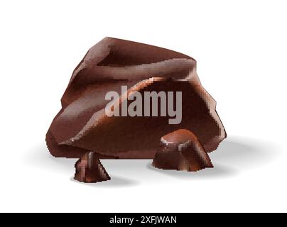 Big Chocolate Chunk on white background, realistic vector illustration close-up Stock Vector