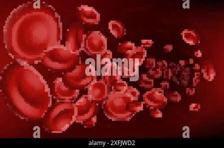 Flowing Red Blood Cells, 3D realistic vector illustration close-up Stock Vector