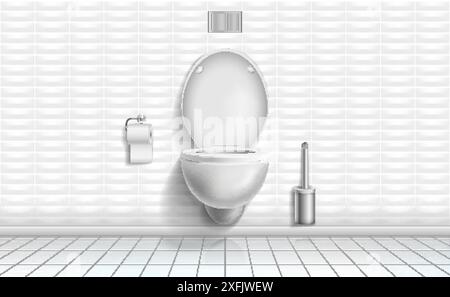 Modern toilet room interior, 3d realistic vector illustration close-up Stock Vector
