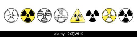 Set of Radiation Sign line shapes, thin line design vector illustration, isolated Stock Vector