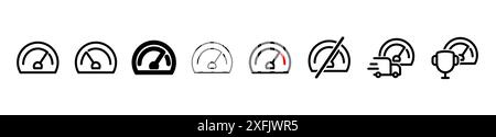 Set of Speedometer line shapes, thin line design vector illustration Stock Vector