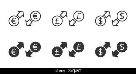 Money appreciation icon set. Cost rising and fallingicons. Flat vector illustration. Stock Vector