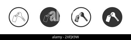 Key icon set. House keys. Flat vector illustration. Stock Vector