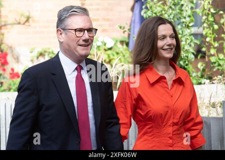 London, UK. 04 Jul 2024. Labour Leader Sir Keir Starmer and wife Victoria votes in the General Elections at TRA Hall, Kentish Town. Credit: Justin Ng/Alamy Live News. Stock Photo