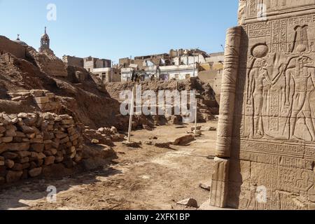 New excavations at the Temple Of Khnum at Esna, Egypt Stock Photo