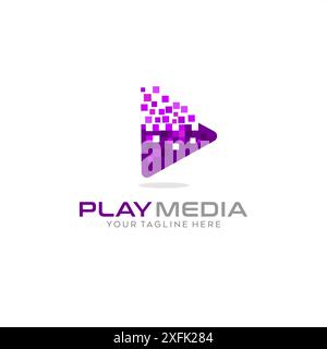 Design logo play button multimedia player icon design element. logo for video editing, audio editing, streaming, film, animation, movie, visual effect Stock Vector
