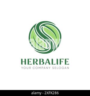 herbal logo vector featuring mortar, pestle, leaf, for business related to herbal remedies, natural health, wellness. The mortar and pestle symbolize Stock Vector