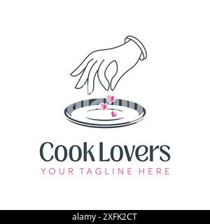 Love Cooking logo handmade with love Stock Vector