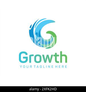 Letter G logo GROWTH design concept intertwining the concept of growth with team working together that evokes growth and prosperity Stock Vector