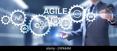 Agile flexible software development technique. Technology concept. Stock Photo