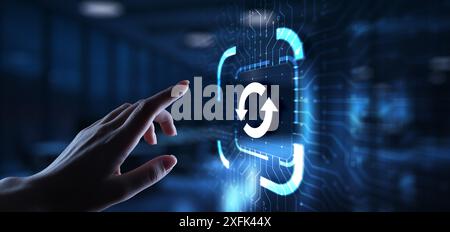 Update System Upgrade Software version technology concept on virtual screen. Stock Photo