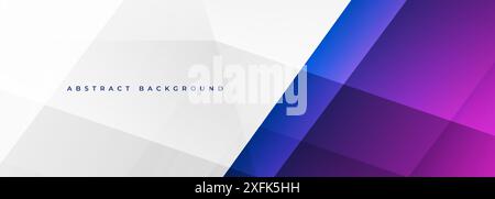 White blue and purple modern abstract wide banner with geometric shapes. Creative vibrant colored abstract background. Vector illustration for poster Stock Vector