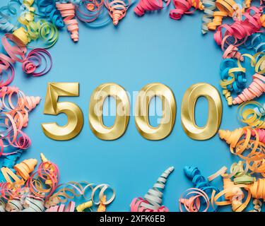 5000 followers card. Template for social networks, blogs. Background ...