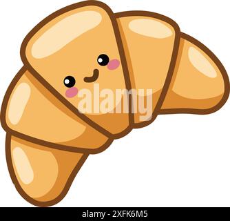 Happy croissant character in a kawaii style Stock Vector