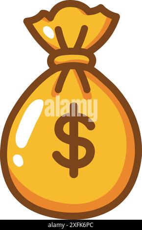 Golden money bag with dollar icon Stock Vector