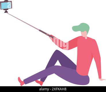 Online Video Blogging concept on a transparent background, flat design vector illustration Stock Vector