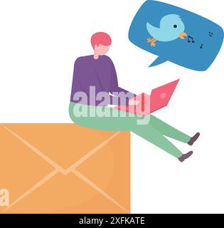 Social Media Communication concept on a transparent background, flat design vector illustration Stock Vector