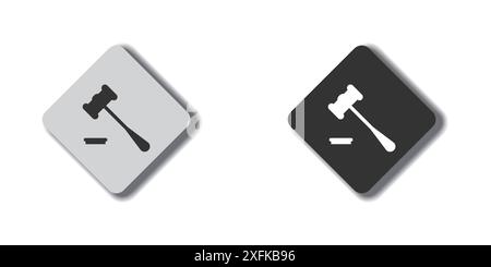 Judge's hammer icon, gavel or auction symbol. Flat vector illustration Stock Vector