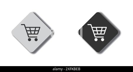Shopping cart icon. Flat design with shadows. Vector illustration Stock Vector