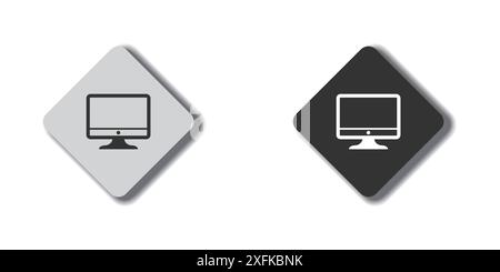 PC symbol. Computer monitor icon. Flat vector illustration Stock Vector