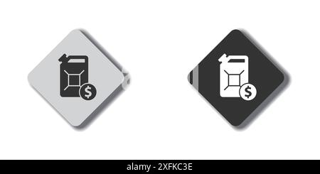 Fuel jerry can with dollar symbol. High fuel cost concept.  Gasoline canister icon. Flat vector illustration Stock Vector