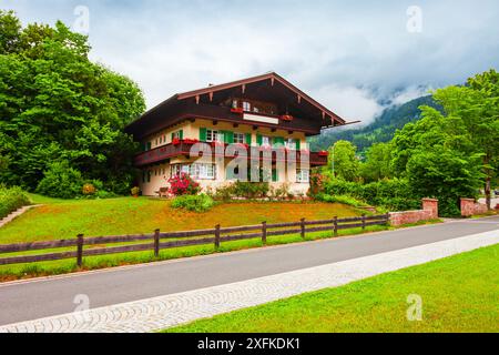 Beauty wooden local house in Berchtesgaden town aerial panoramic view in Bavaria region of Germany Stock Photo