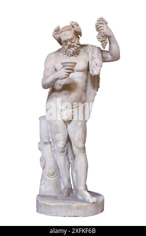 Bacchus Greek god of wine statue knockout on black background Stock ...