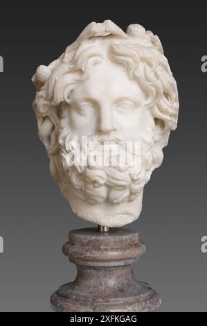 Marble head of Silvanus. Silvanus ('of the woods' in Latin) was a Roman tutelary deity of woods and fields. Rome, Italy Stock Photo