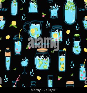Refreshing Water Drinks Pattern Stock Vector
