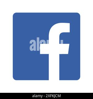 September 21, 2020: Original Facebook App icon on white background. Facebook is a popular social networking service Stock Vector