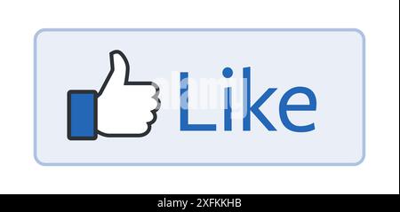 Kiev, Ukraine - February 10, 2021: Facebook like button on white background, vector illustration. Facebook is a well-known social networking service Stock Vector