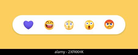 December 08, 2020: Set of Viber Like Empathetic Emoji Reactions. Flat Design Style. Social Media Reactions. Isolated. Vector illustration Stock Vector